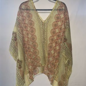 lovestitch Swim - Lovestitch Flowy V-Neck Kimono Cover Up - Yellow lovestitch Swim - Lovestitch Flowy V-Neck Kimono Cover Up - Yellow